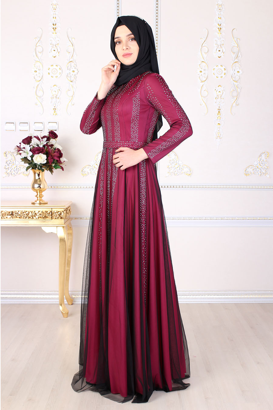 fuchsia evening dress