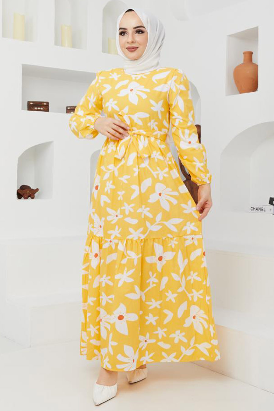 FLOWER PATTERNED DRESS - YELLOW