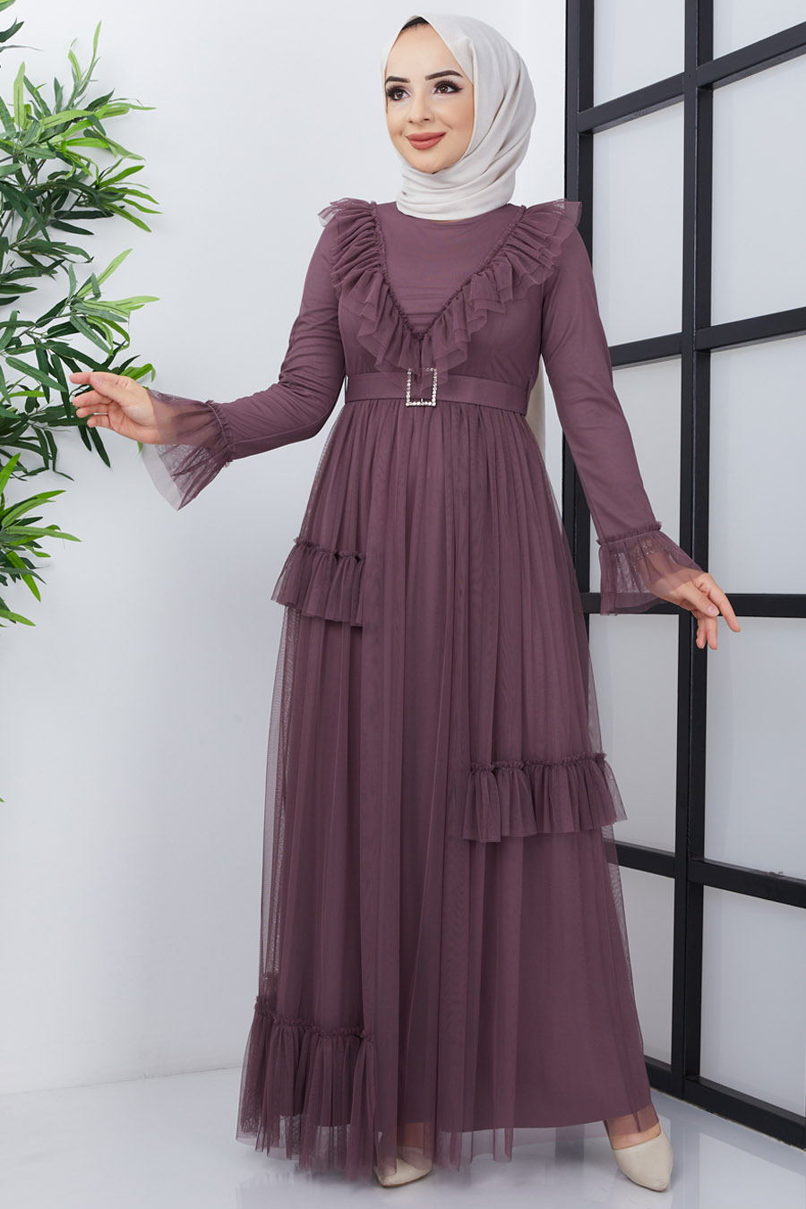 ROSE COLOR EVENING DRESS  