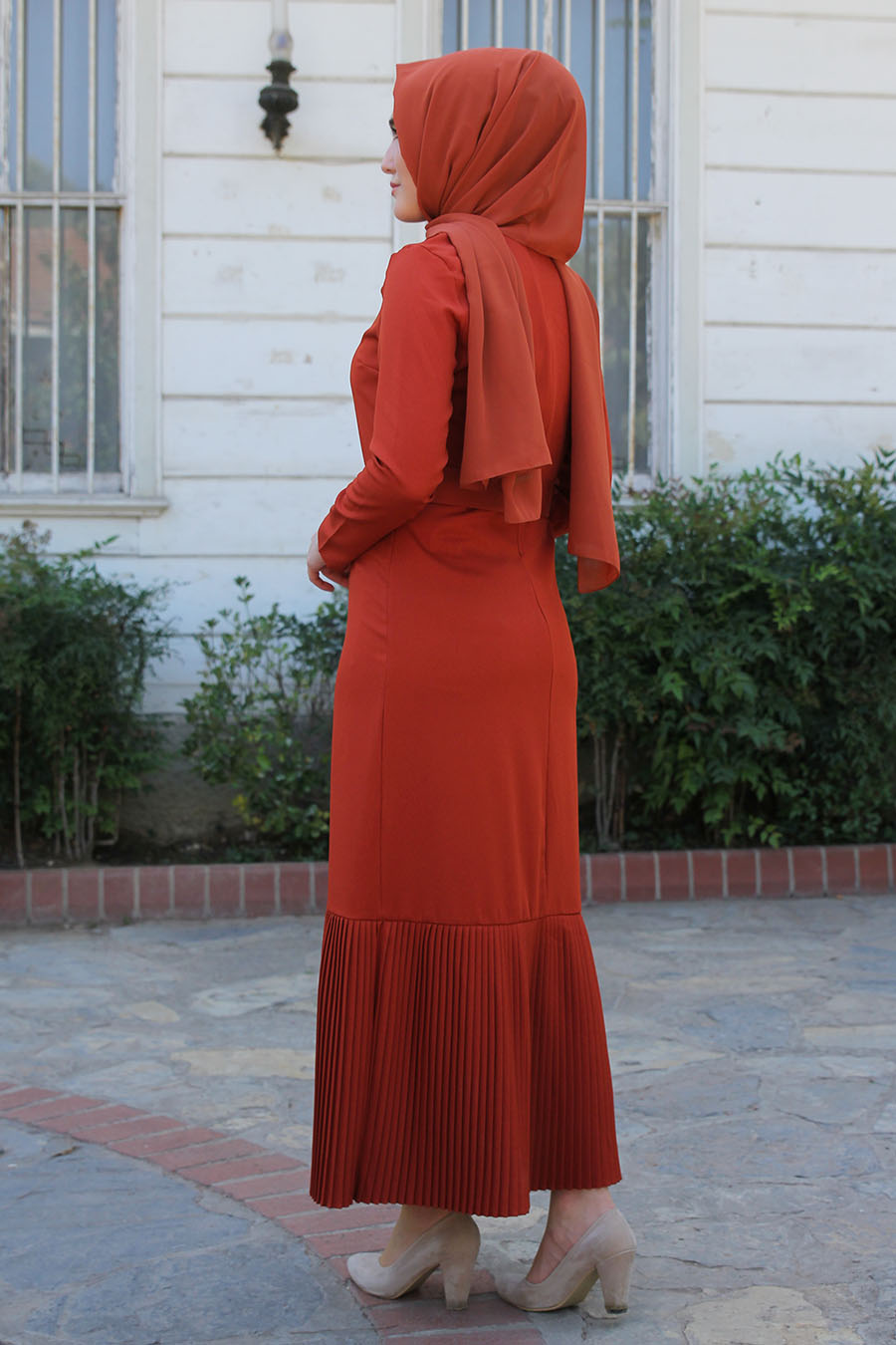open lace back dress Riviera Midi Dress in Brick Orange | OMNES | Ethical & Affordable Clothing