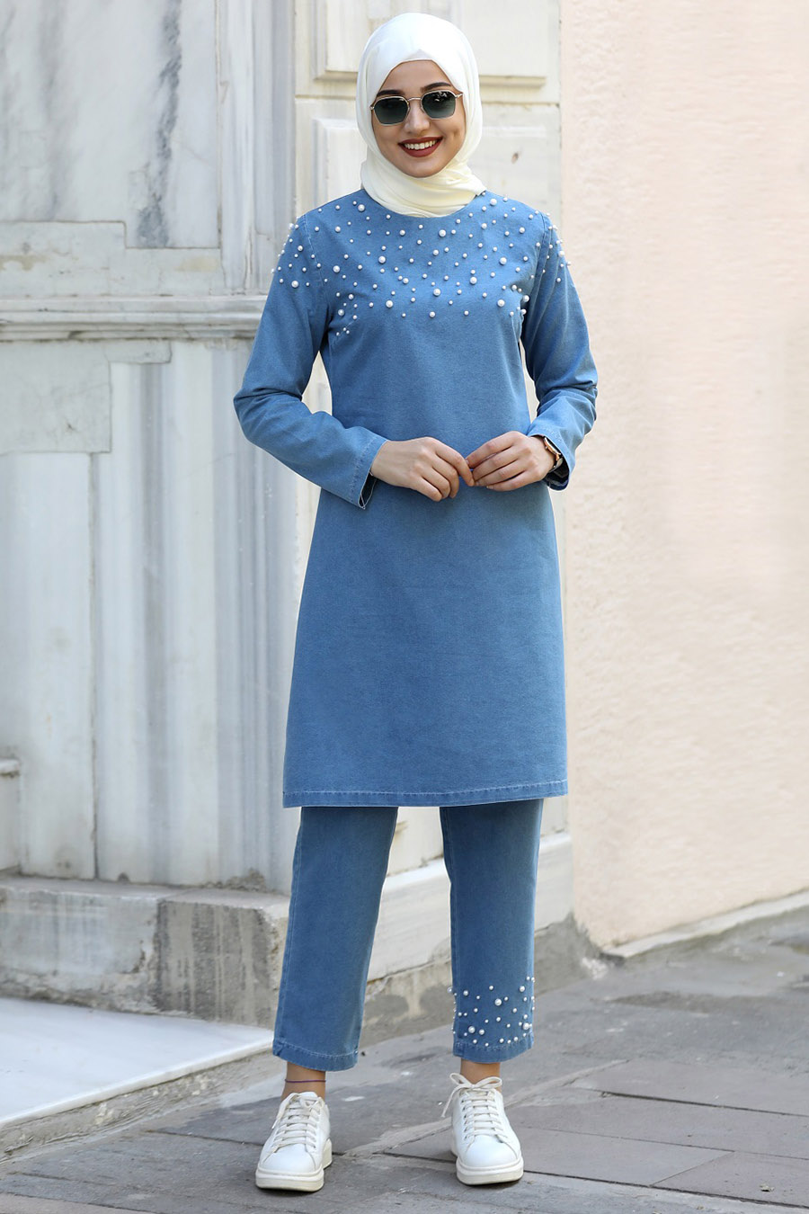 BLUE TUNIC AND PANT SUIT
