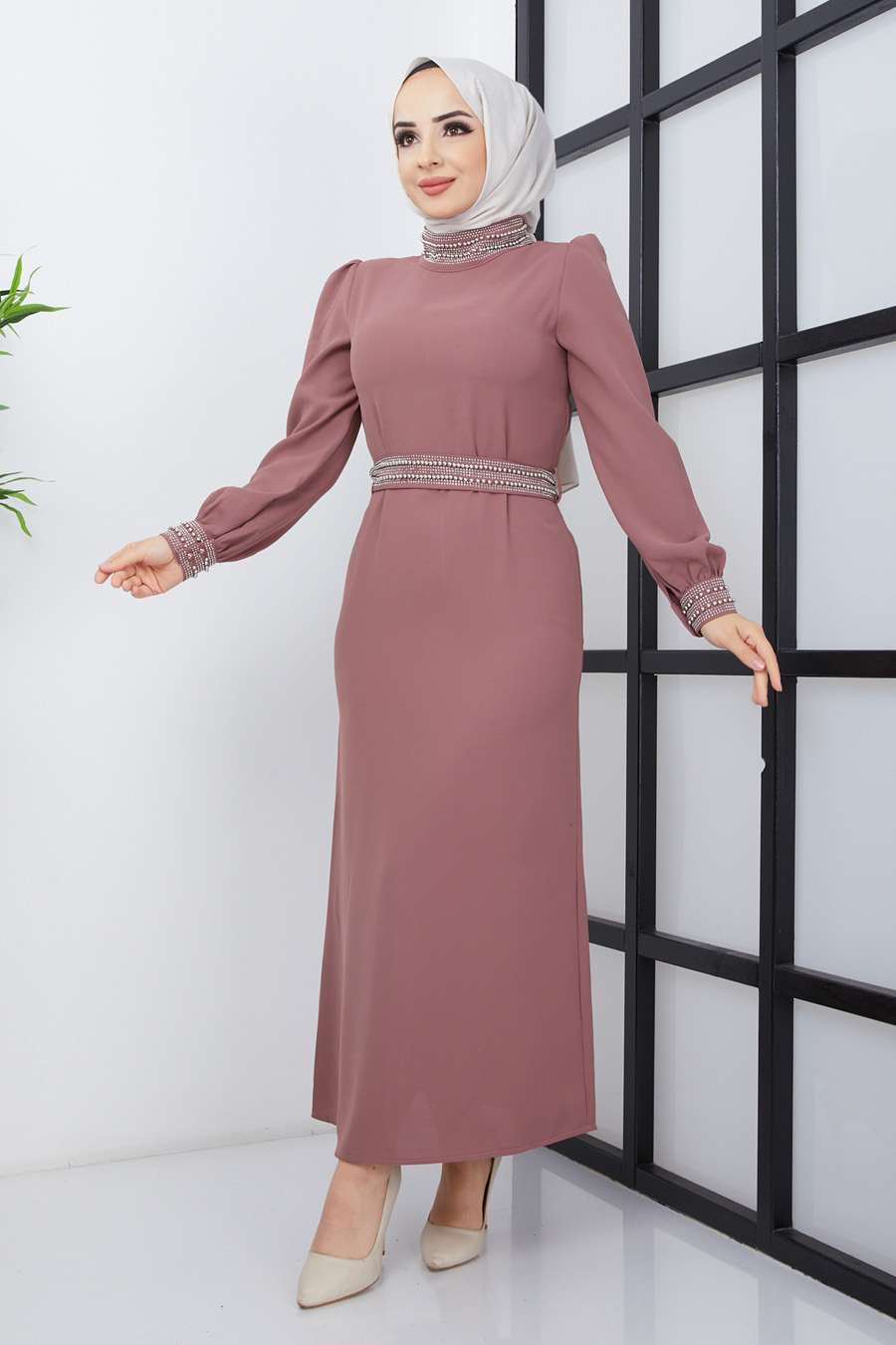 ROSE COLOR EVENING DRESS  