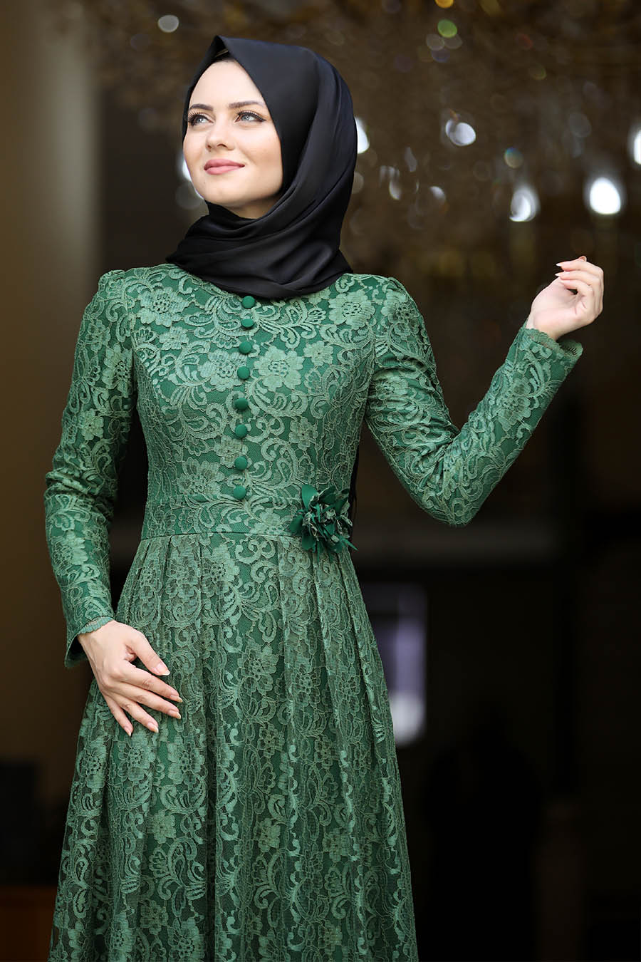 green emerald velvet dress Trendy Green Front Slit Gold Sequined Long Henna Gown With Train