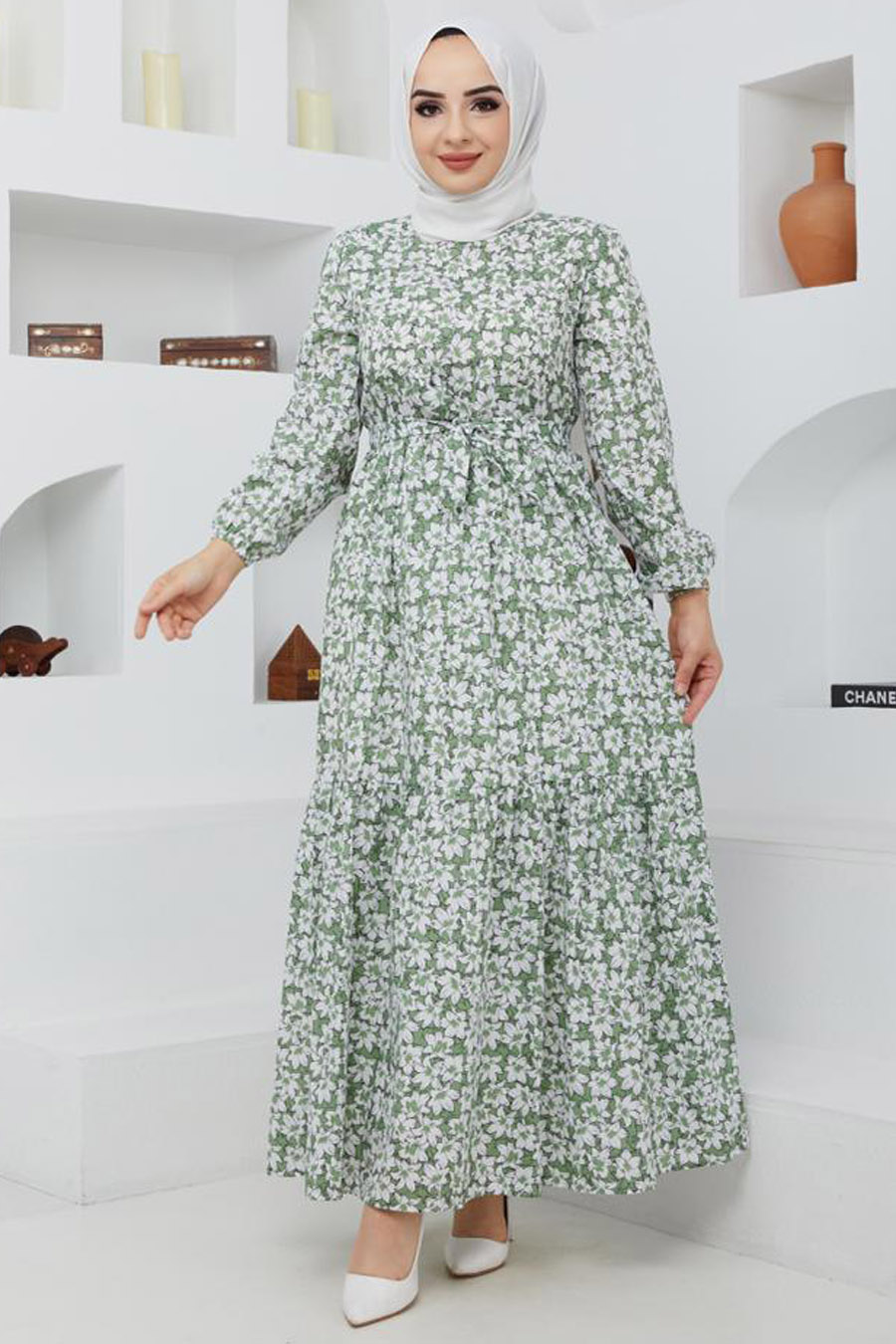 FLOWER PATTERNED DRESS - GREEN