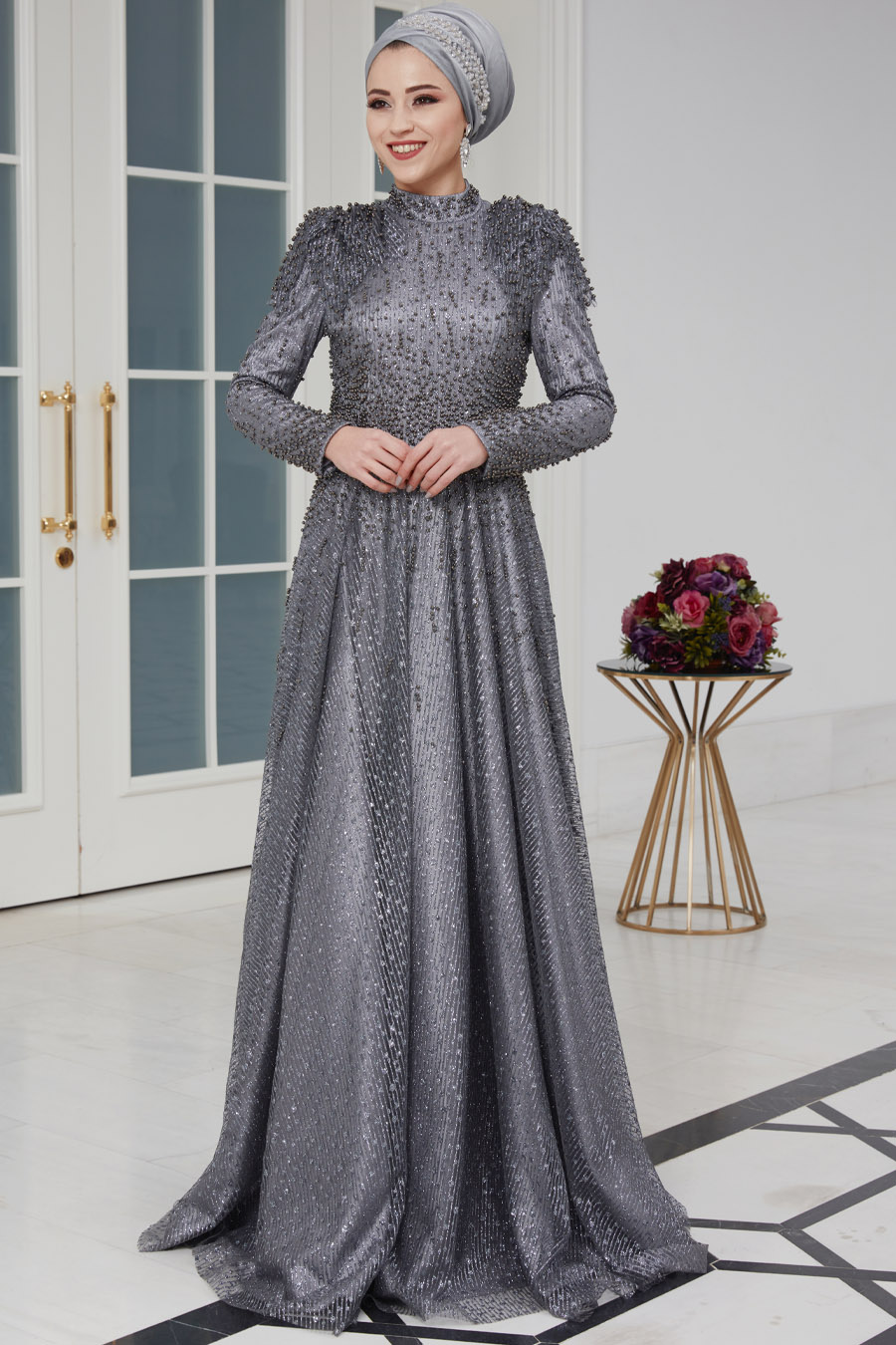 GREY EVENING DRESS  