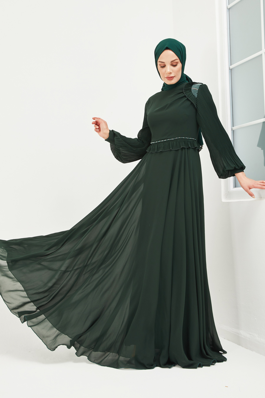 KHAKI COLOR EVENING DRESS  