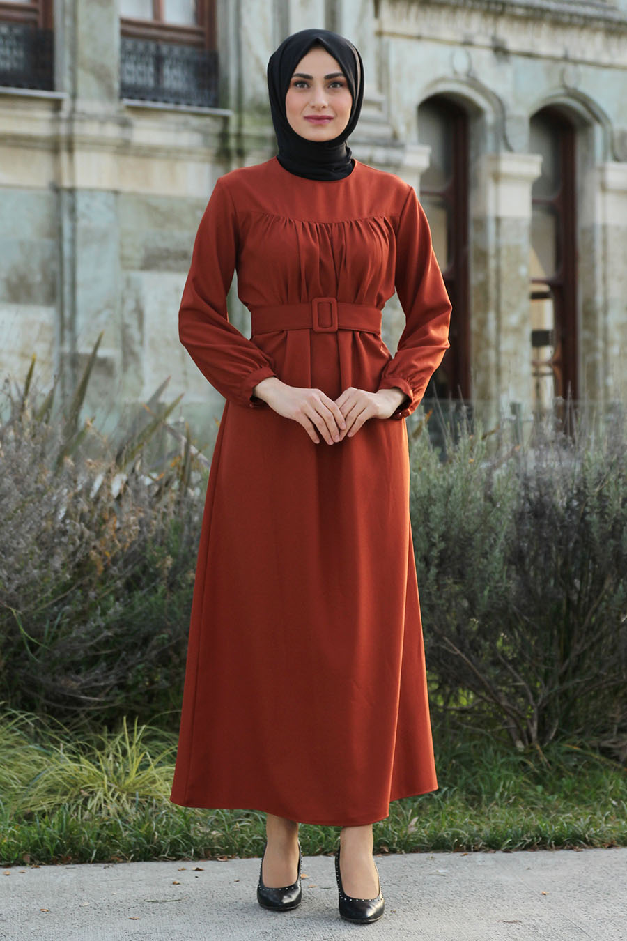 FEIZA COLLECTION | BRICK COLOR DRESS