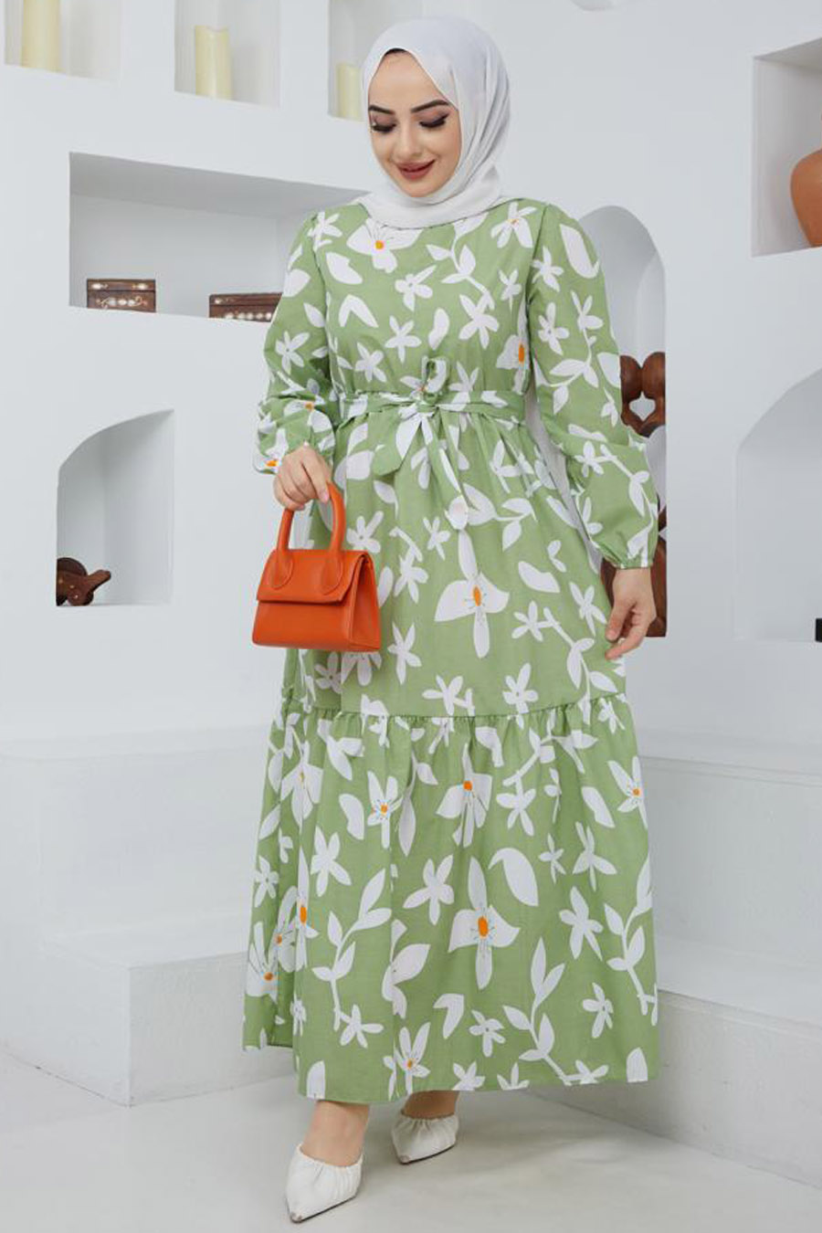 FLOWER PATTERNED DRESS - GREEN