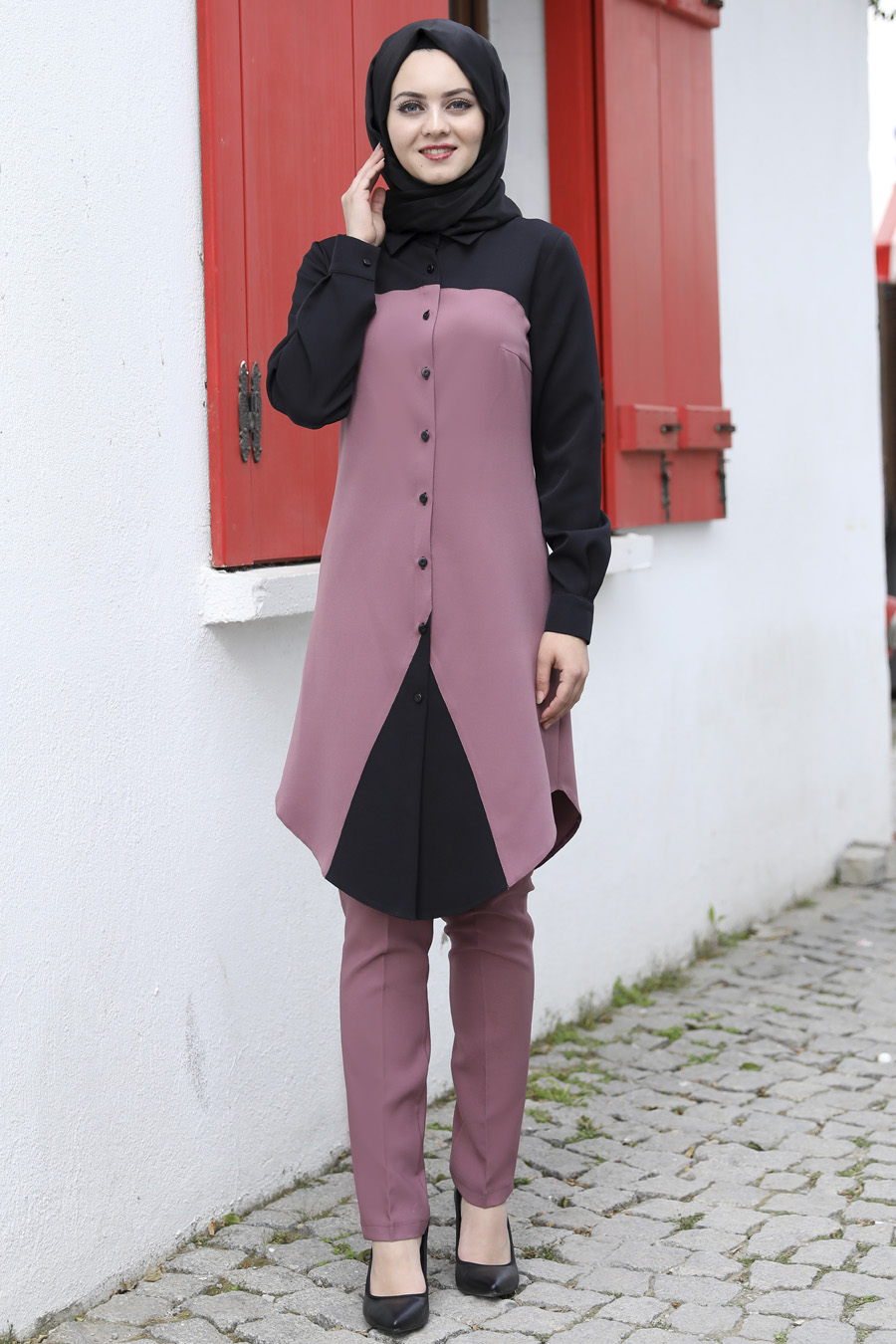 ROSE COLOR TUNIC AND PANT SUIT 