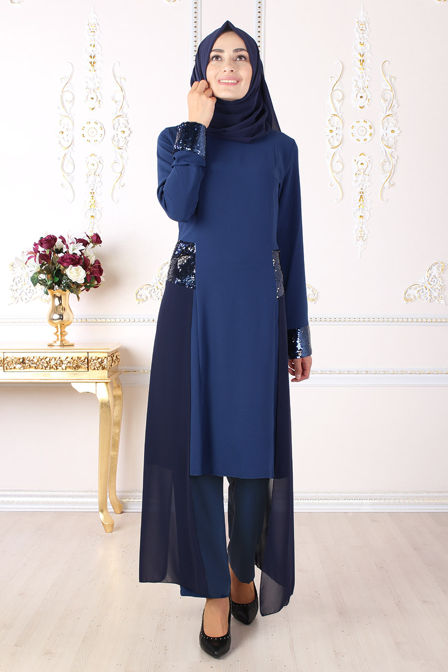 FEIZA COLLECTION | SEQUIN DETAILED NAVY 