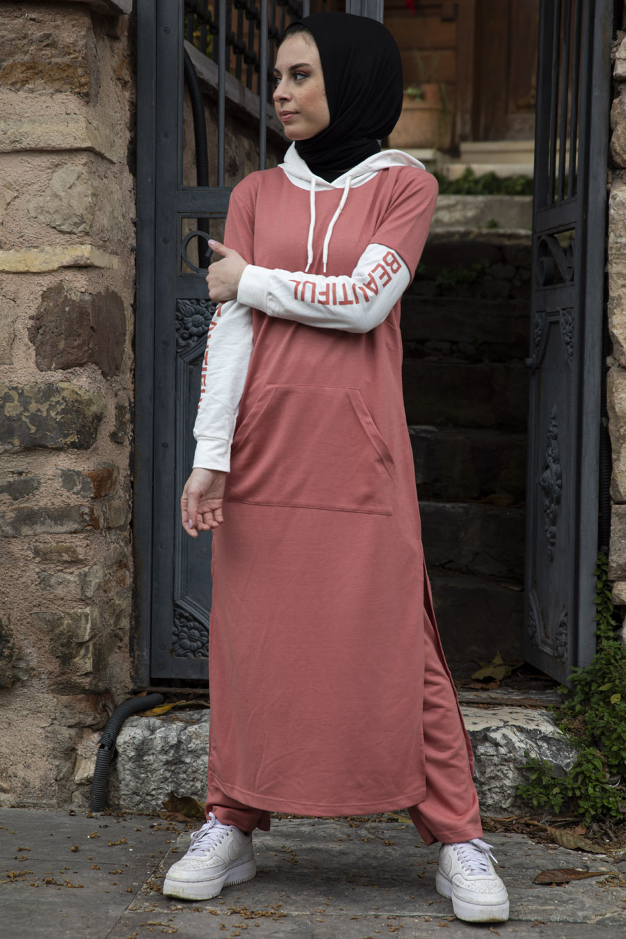 ROSE COLOR TUNIC AND PANT SUIT