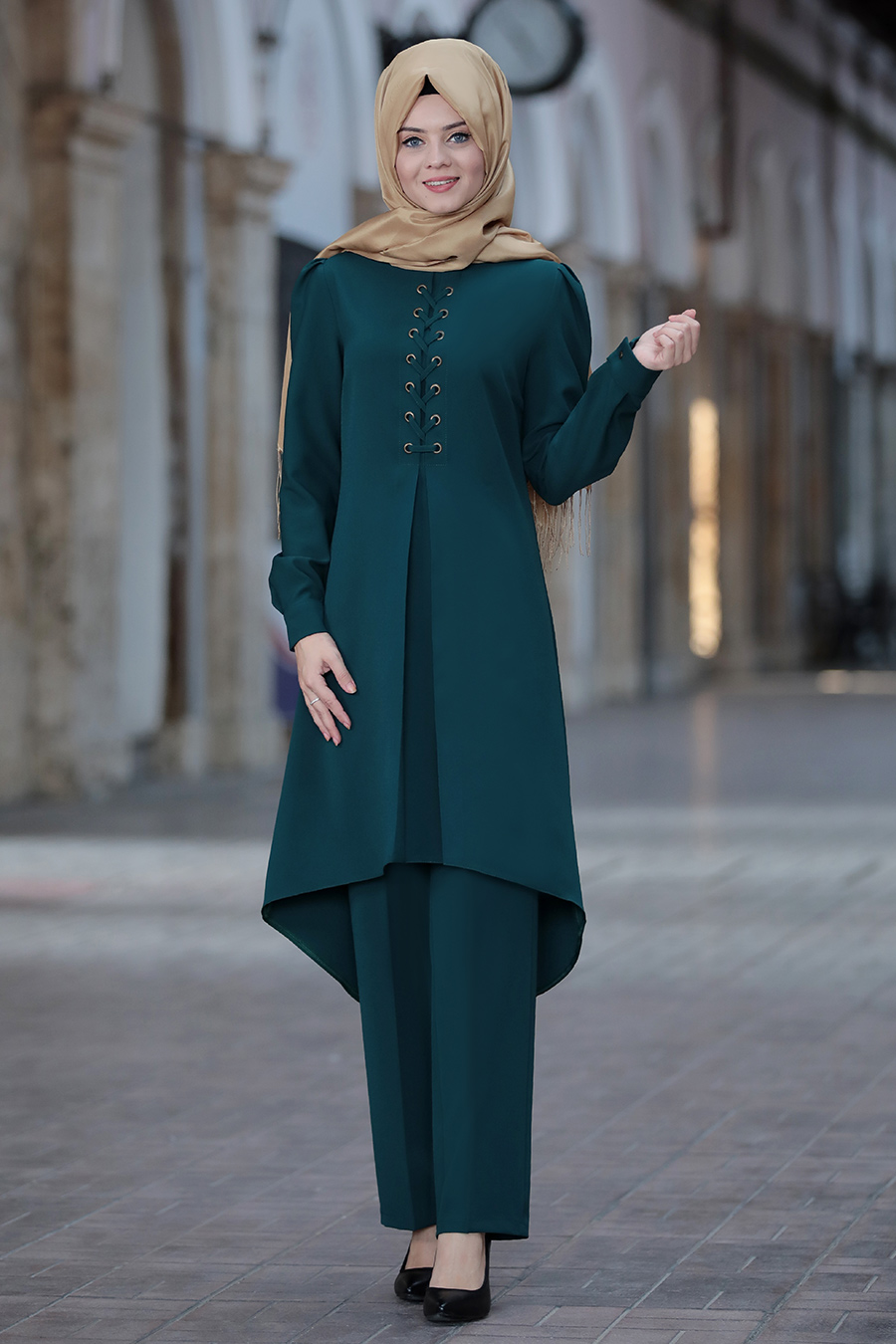 FEIZA COLLECTION | MNA GREEN TUNIC AND PANT SUIT