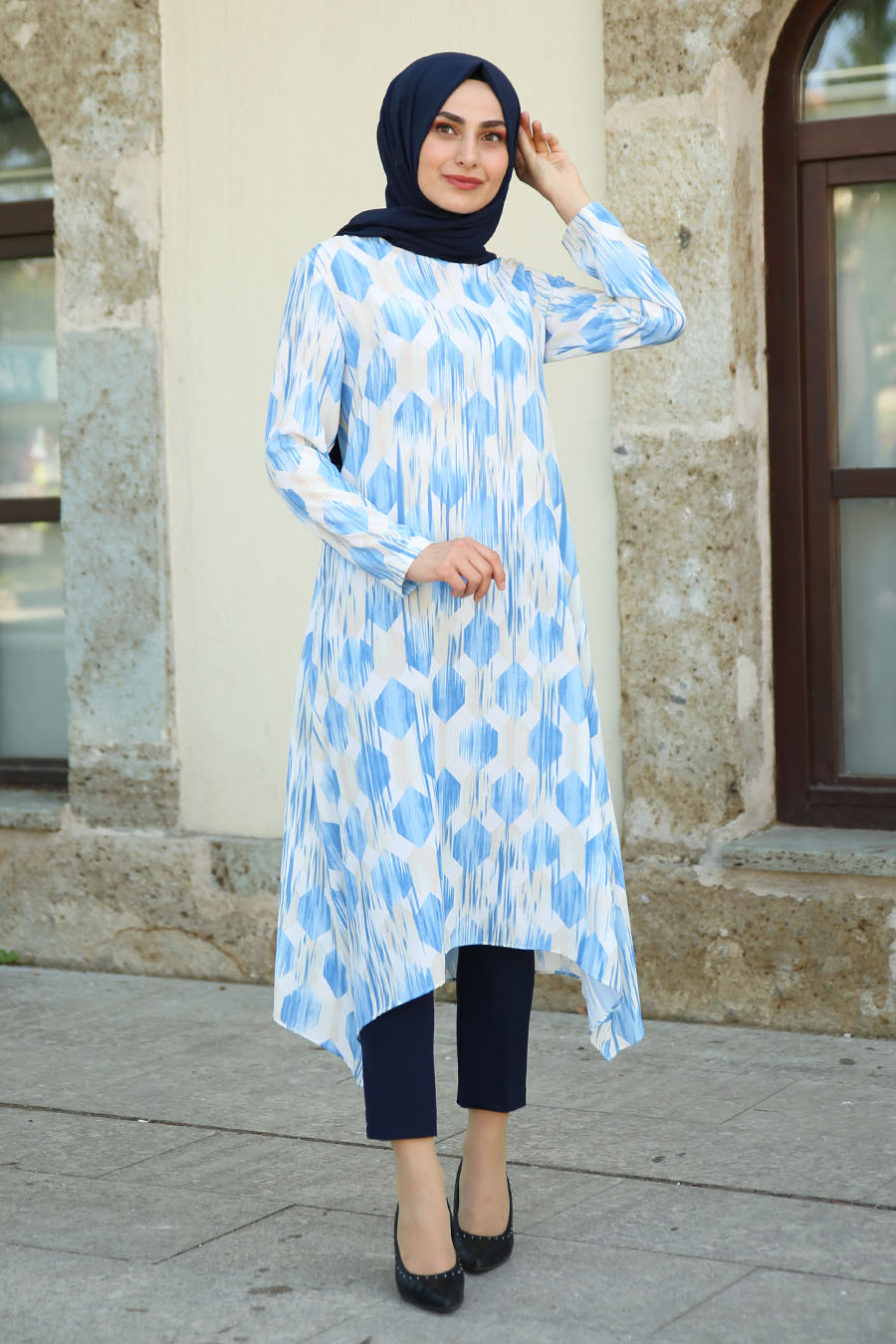 FEIZA COLLECTION | BABY BLUE-BEIGE TUNIC