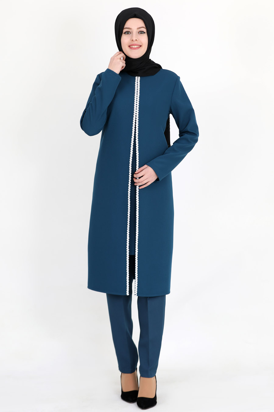 PETROLEUM BLUE TUNIC AND PANT SUIT