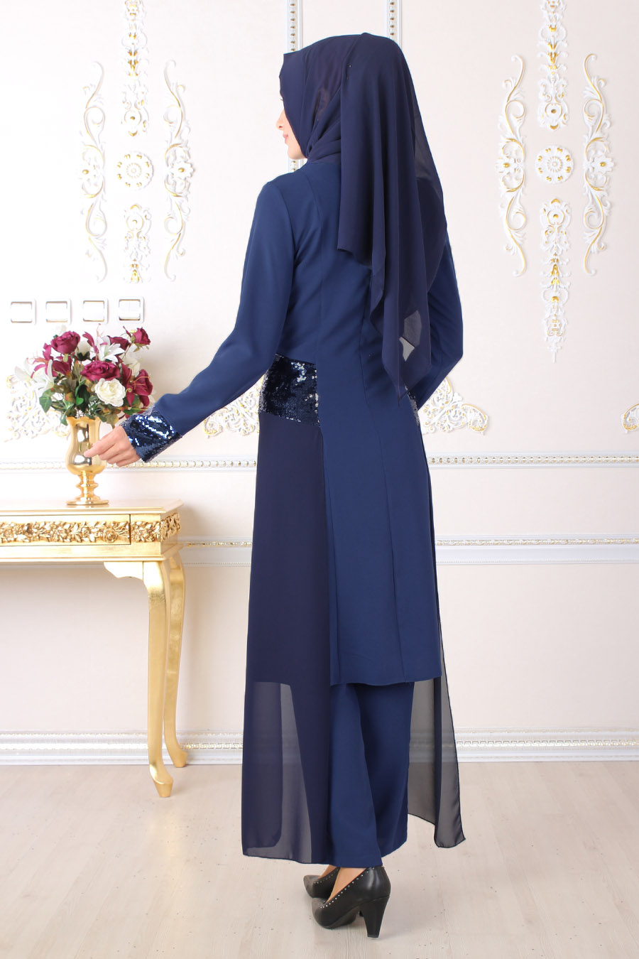 blue sequin pantsuit
