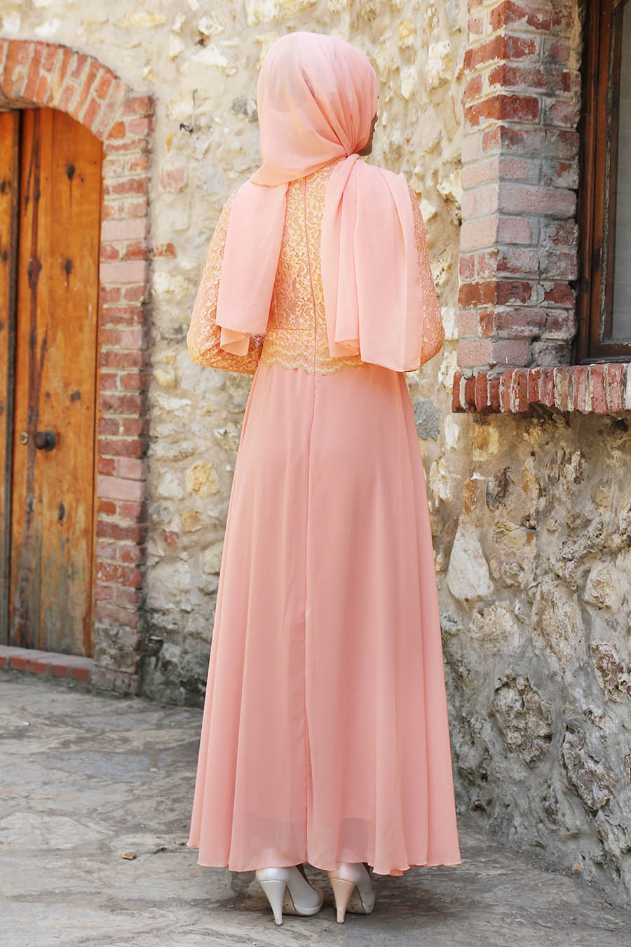 Salmon pink color dress hot sale