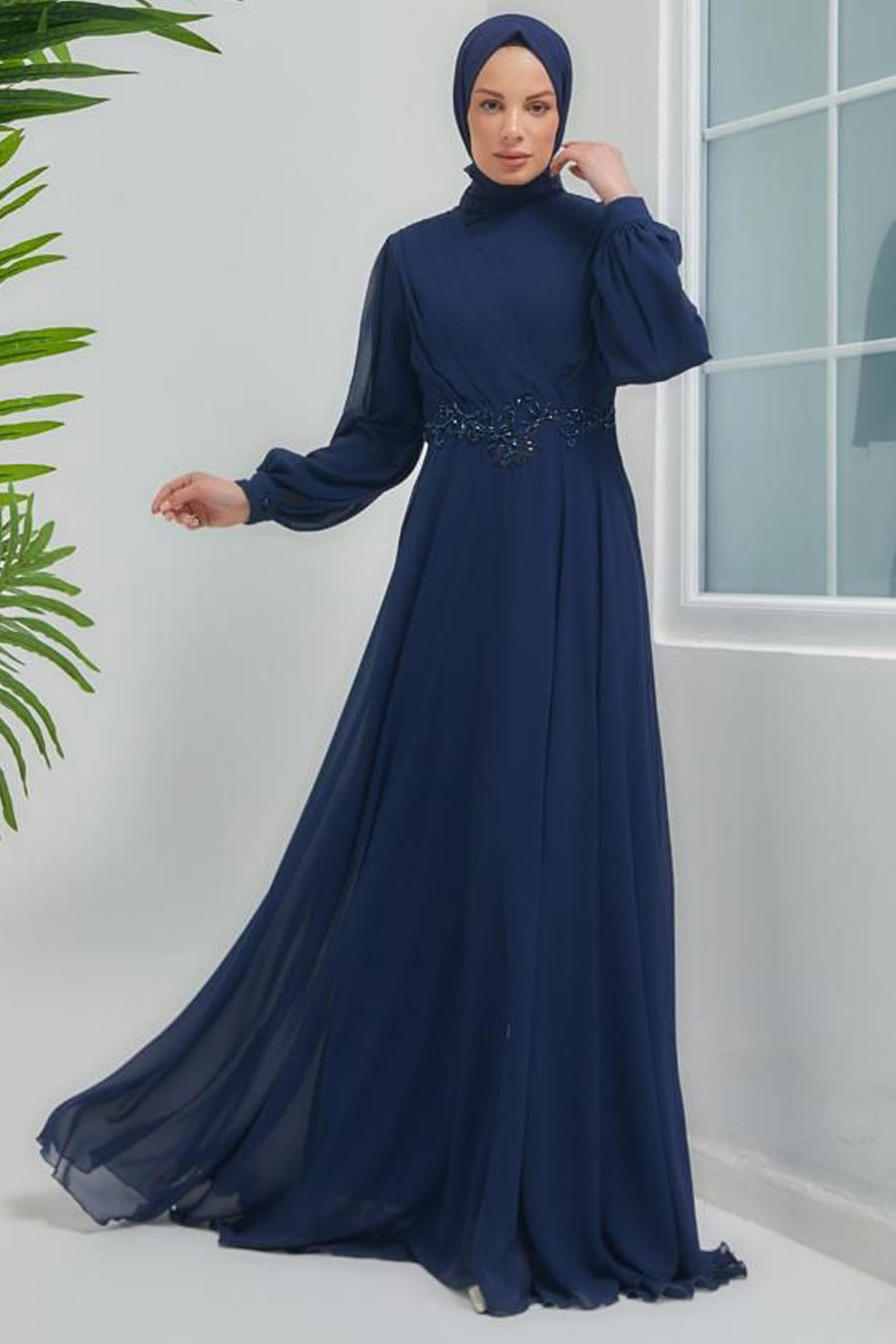 NAVY BLUE EVENING DRESS  