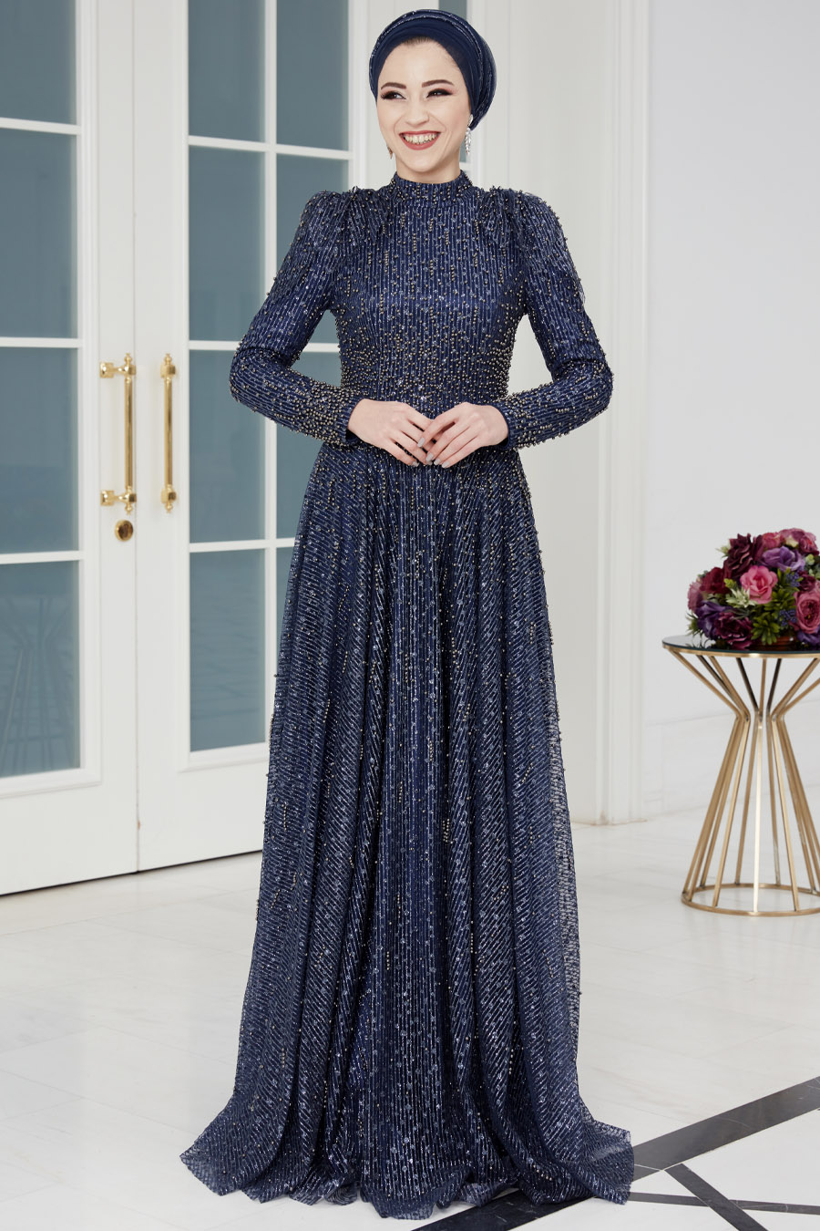 NAVY BLUE EVENING DRESS  